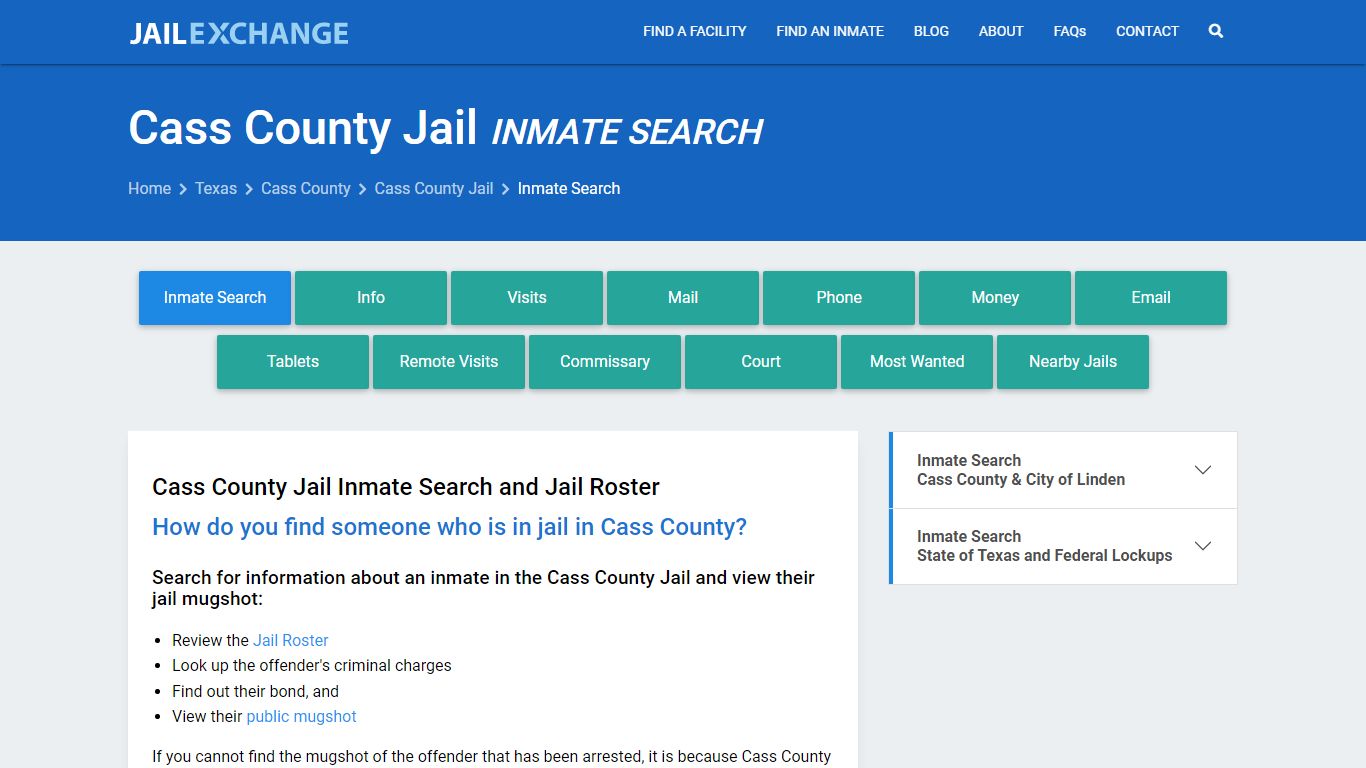 Cass County Jail Inmate Search - Jail Exchange