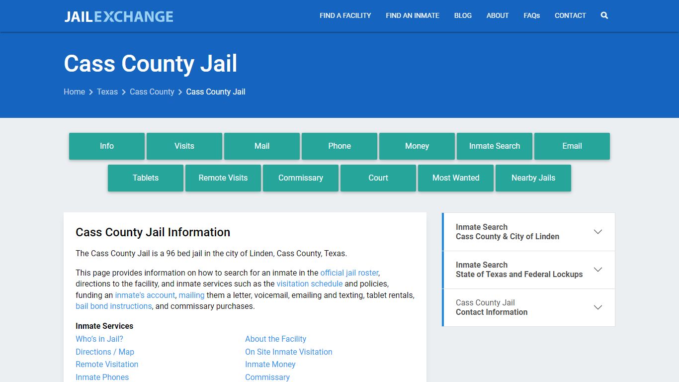 Cass County Jail, TX Inmate Search, Information - Jail Exchange